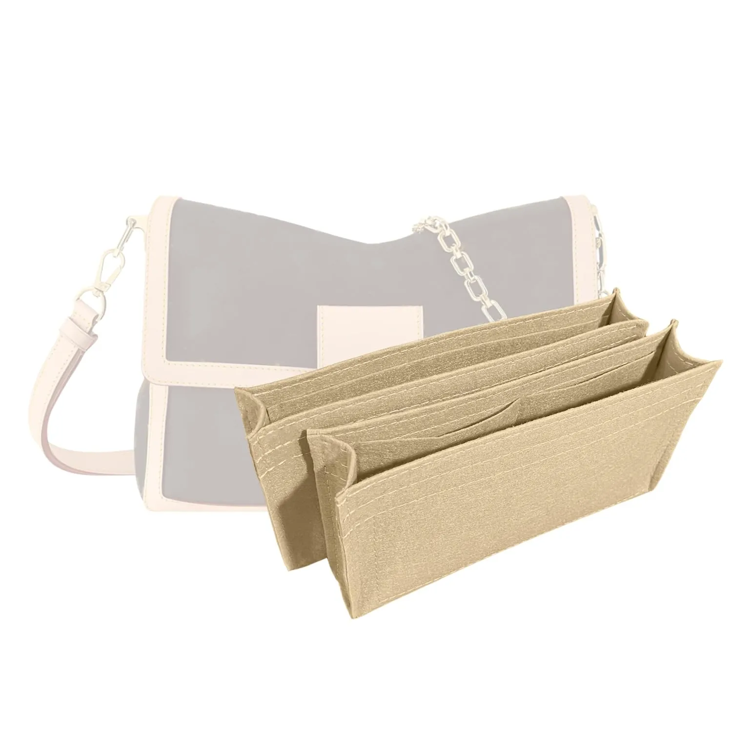 Premium Purse Organizer for Dauphine MM Bag Insert, fits Lv Dauphine Bag Organizer, Handmade 1.2mm Premium Felt Insert, Snug Sturdy Fit with Gold Zipper (For Dauphine Soft GM, Brown)