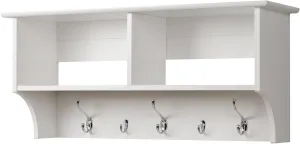 Prepac 36" Contemporary Wall Mounted Coat Rack, Coat Hooks Wall Mount with 2 Shelves, Ideal for Hallway or Entryway Storage Solution, 11.5"D x 36"W x 16.5"H, White