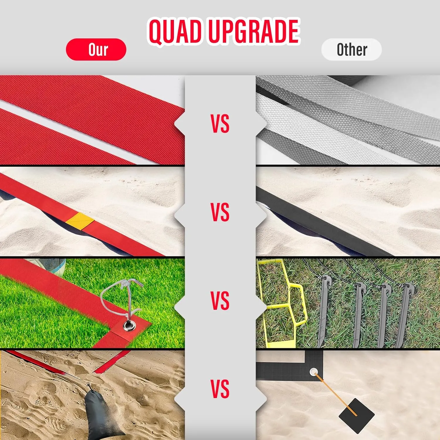 Professional Beach Volleyball Lines for Sand-2 Inch, Highly Visible, All-Weather, with Stainless Anchors & Sand Bags - Official Court 30' X 60'|Short Court 26.3' X 52.6'