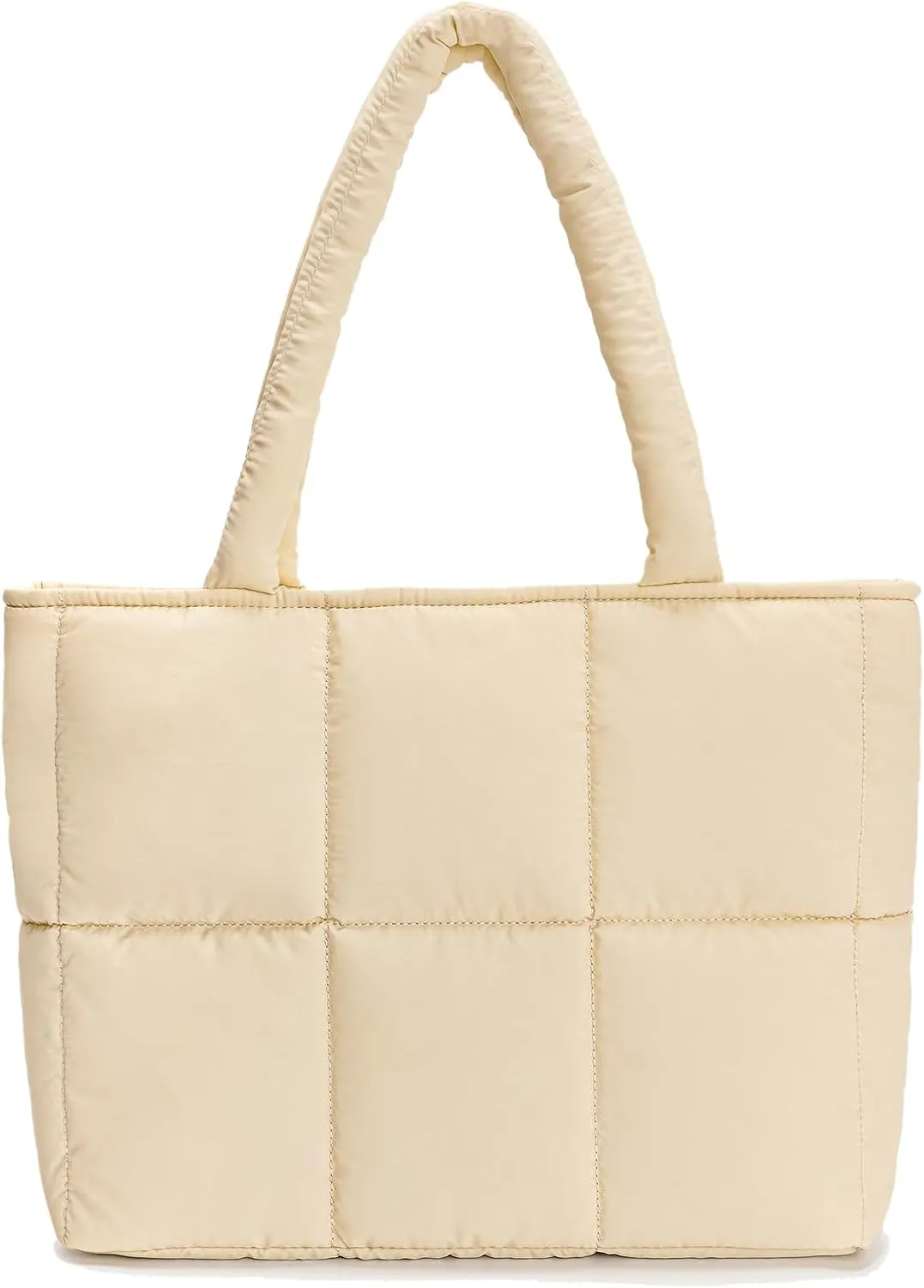 Puffer Tote Bag for Women, Large Quilted Puffy Padding Shoulder Handbag Lightweight for Work Travel Gym Shop