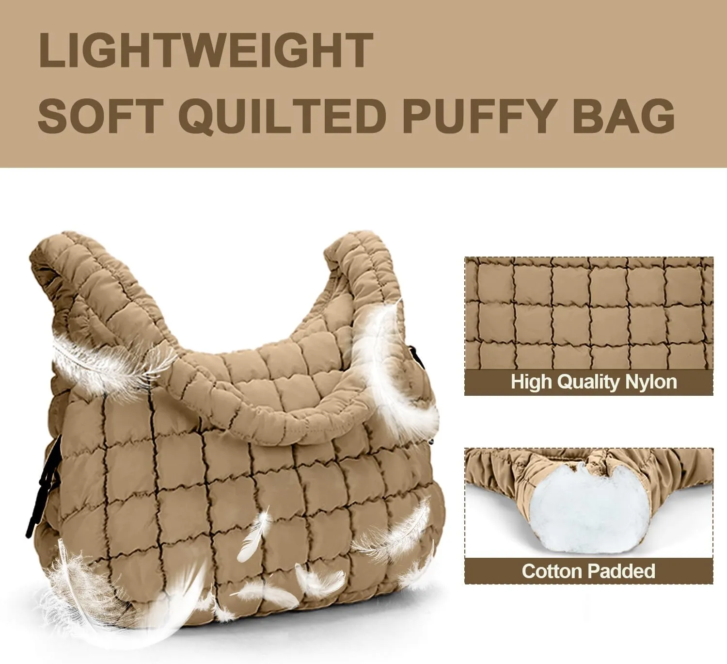 Puffer Tote Bag for Women Large Quilted Puffy Tote Bags Quilted Crossbody Bag Soft Puff Shoulder Bags Padding Hobo Bag