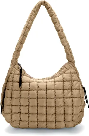 Puffer Tote Bag for Women Large Quilted Puffy Tote Bags Quilted Crossbody Bag Soft Puff Shoulder Bags Padding Hobo Bag