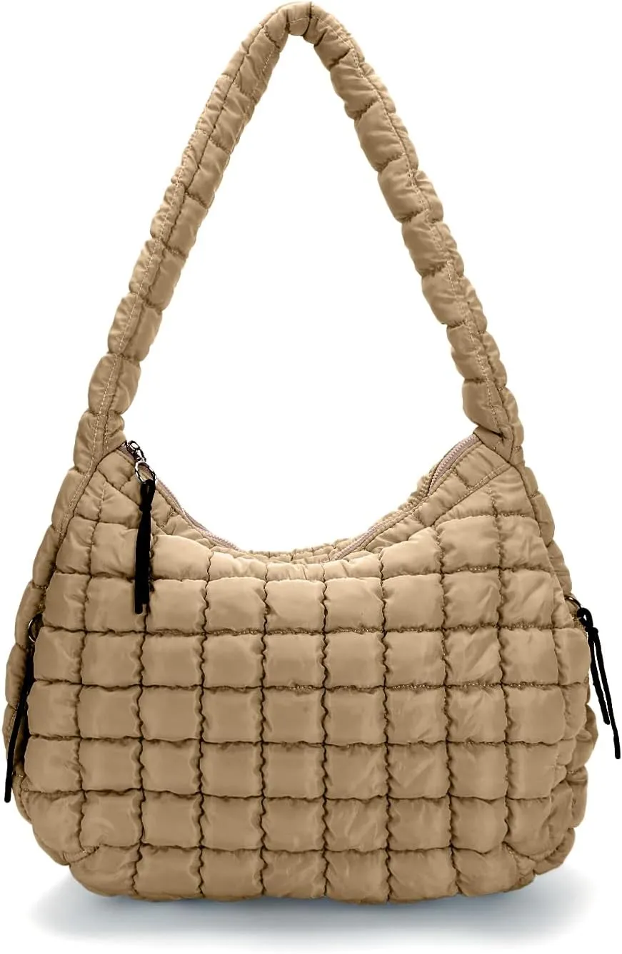 Puffer Tote Bag for Women Large Quilted Puffy Tote Bags Quilted Crossbody Bag Soft Puff Shoulder Bags Padding Hobo Bag