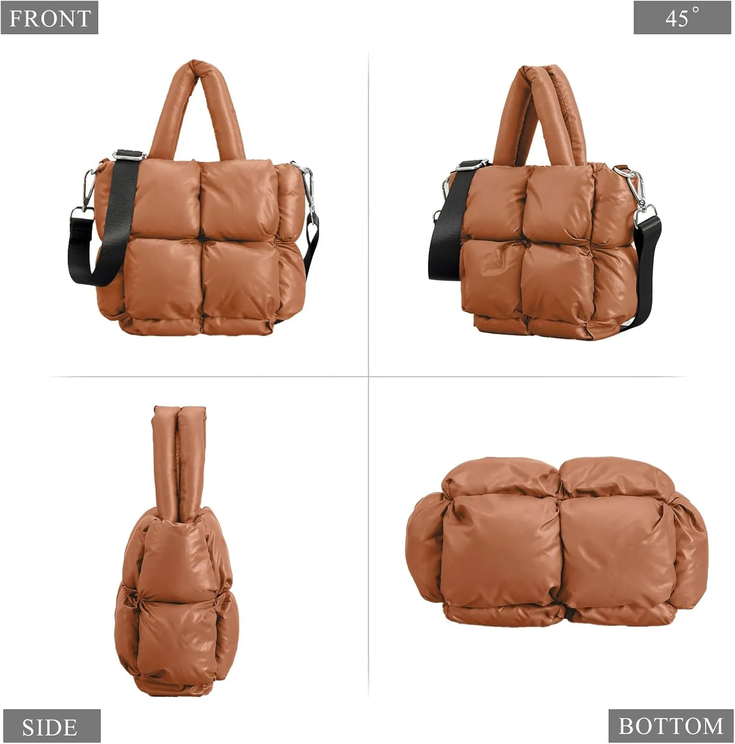 Puffer Tote Bag, Small Puffy Bags for Women Lightweight Down-Filled Crossbody Quilted Tote Bag Shoulder Handbags Purse