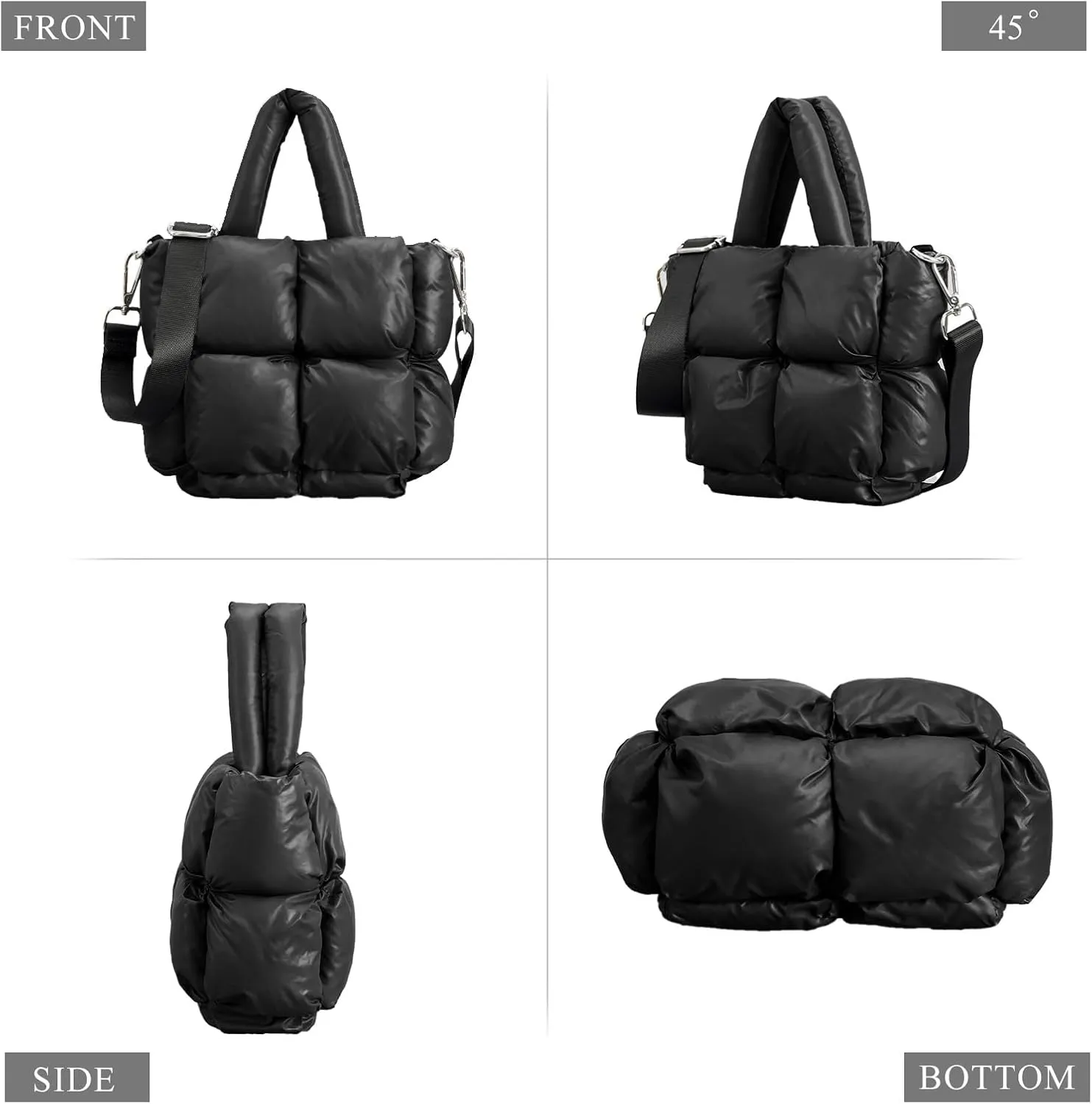 Puffer Tote Bag, Small Puffy Bags for Women Lightweight Down-Filled Crossbody Quilted Tote Bag Shoulder Handbags Purse
