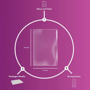 Purple Q Crafts Clear Basket Bags 16” x 24” Cellophane Gift Bags, Small 1.2 Mil Thick (50 bags)