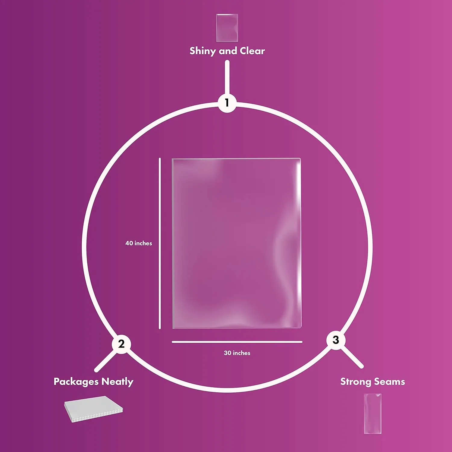Purple Q Crafts Clear Basket Bags, Large Clear Cellophane Wrap for Baskets & Gifts 30"x 40" 1.5 Mil Thick (10 Pack)