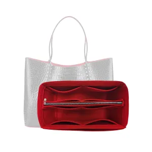 Purse Organizer for Cabarock Bag Organizer, Cabarock Tote Insert, Handmade 2mm Premium Felt Snug Sturdy Silver Zipper (For Small Cabarock, Red)
