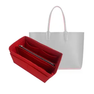 Purse Organizer for Cabata Purse Insert, Cabata Tote Organizer, Handmade 2mm Premium Felt Snug Sturdy Silver Zipper (For Small Cabata, Red)