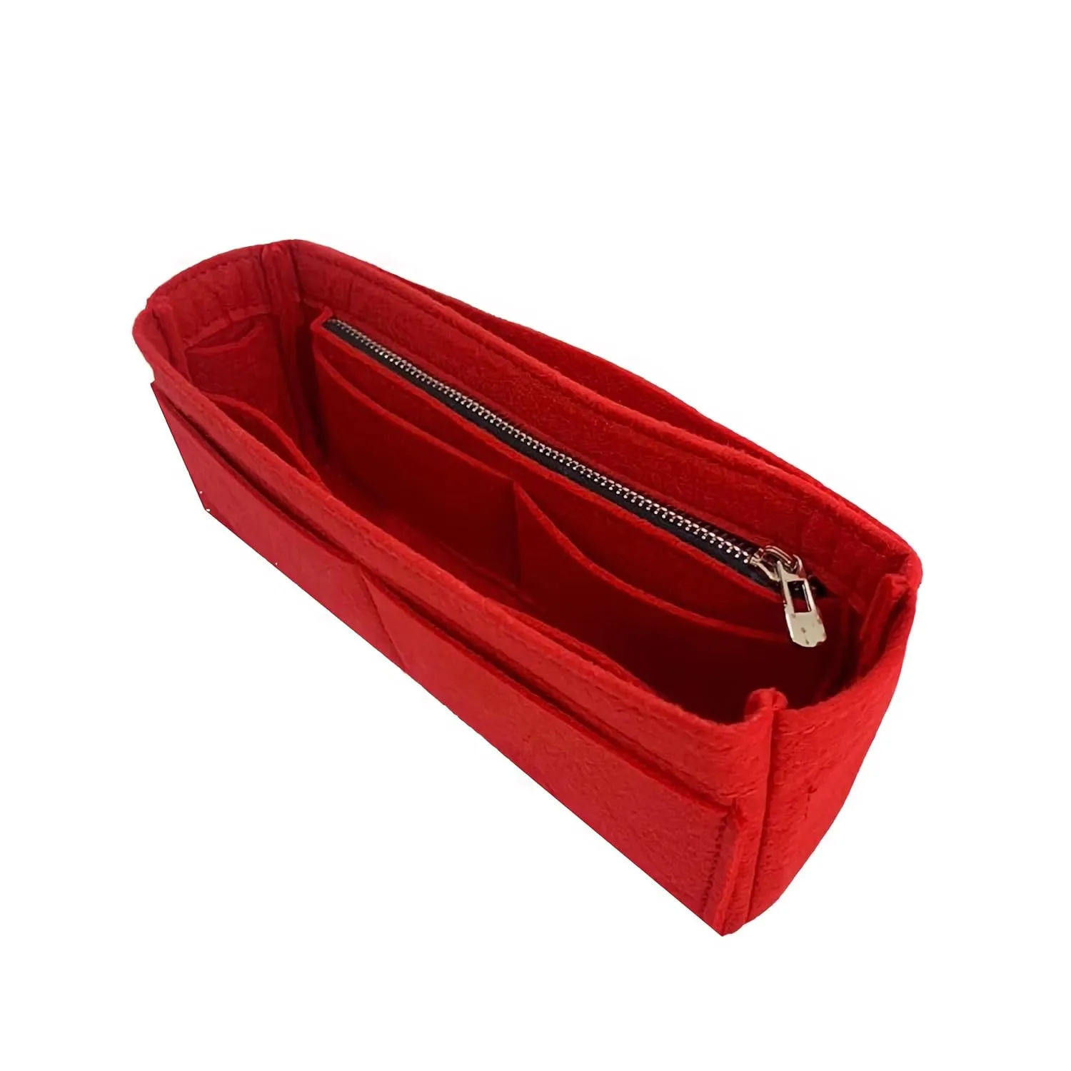 Purse Organizer for Fendi Mama Baguette Bag Organizer, Zucca Mamma Baguette Bag Insert, Handmade Snug Sturdy 2mm Thick Felt Gold Zipper (For Mama Baguette, Black)