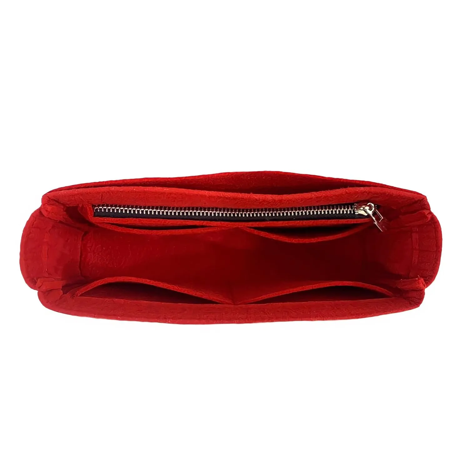 Purse Organizer for Fendi Mama Baguette Bag Organizer, Zucca Mamma Baguette Bag Insert, Handmade Snug Sturdy 2mm Thick Felt Gold Zipper (For Mama Baguette, Geyser Blue)