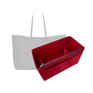 Purse Organizer for Laurent East West Shopping Tote Insert, Laurent East West Tote Organizer, Handmade 3mm Premium Felt Snug Sturdy Gold Zipper (For E/W Shopping Tote, Tea)