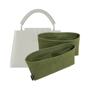 Purse Organizer for Lv Capucines Bag Insert MM, Capucines BB Bag Organizer, Mini Capucines Organizer, Handmade Snug Sturdy 2mm Felt Full Set of 2 (For Old Capucines MM, Geyser Blue)