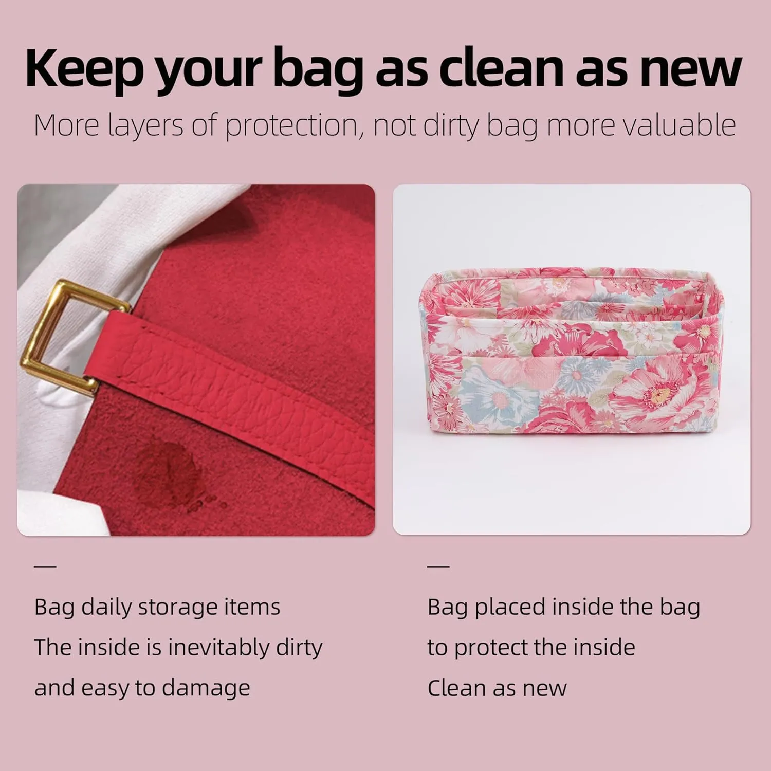 Purse Organizer Insert for Lindy 19/26/30/34 bags, Lightweight Bag Shaper for Women Luxury Handbag Tote, Soft Inner Bag Organizer(LD19, Blooming)