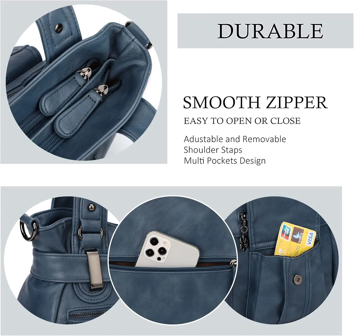 Purses and Handbags for Women Large Hobo Shoulder Bags Soft PU Leather Multi-Pocket Tote Bag