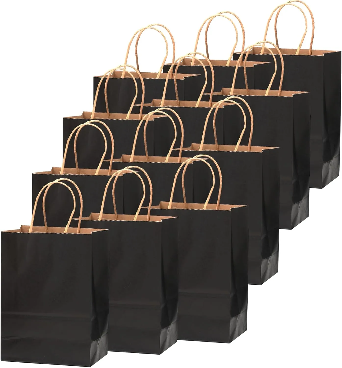 qiqee 100-Packs Black Paper Gift Bags with Handles Bulk Assorted Sizes(33pcs Large 13", 33pcs Medium 11", 34pcs Small 8")