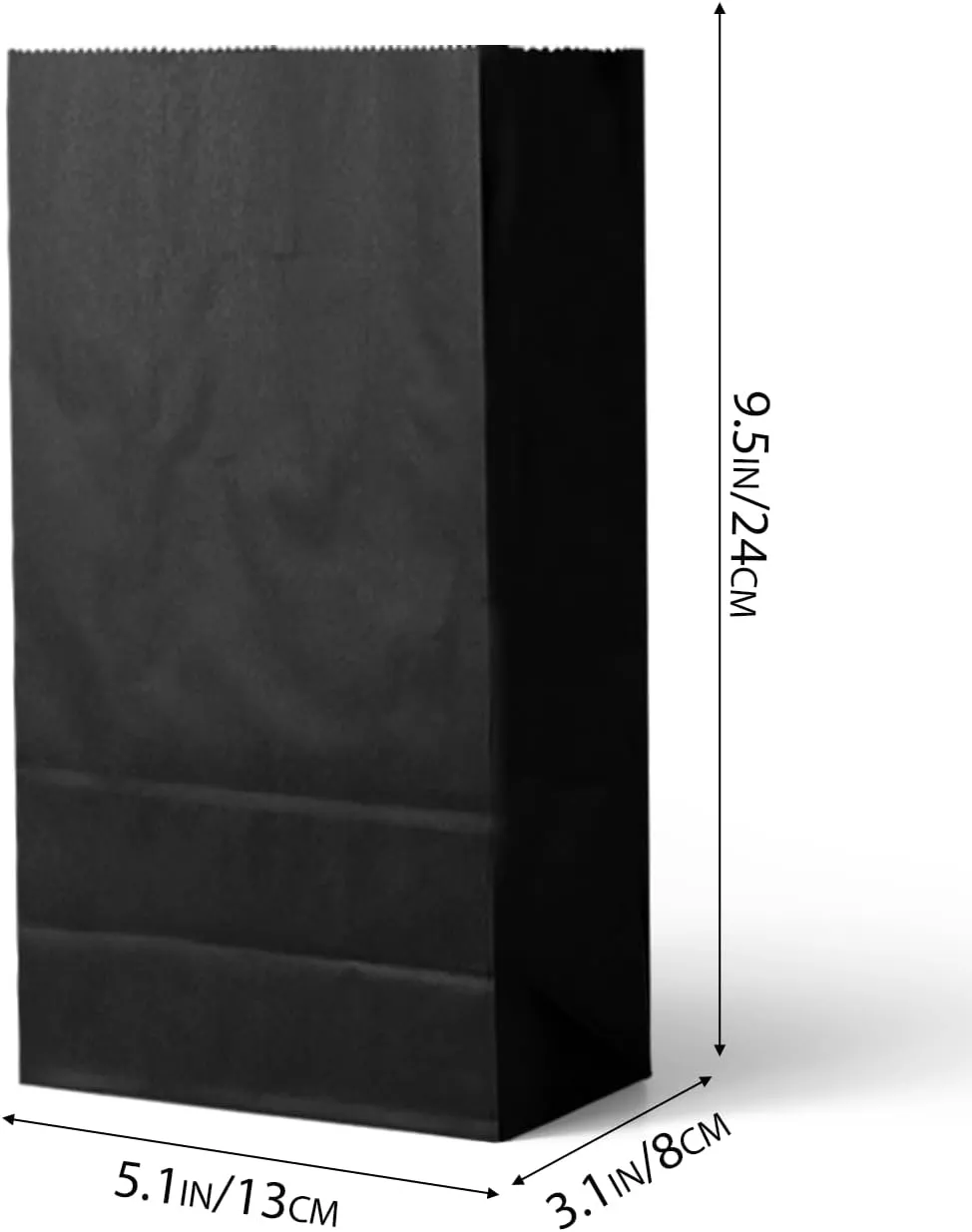 qiqee 100Pcs Treat Paper Bags 5.1x3.1x9.4 Inches Black Small Party Gift Bag Mini Snack Bag without Handle