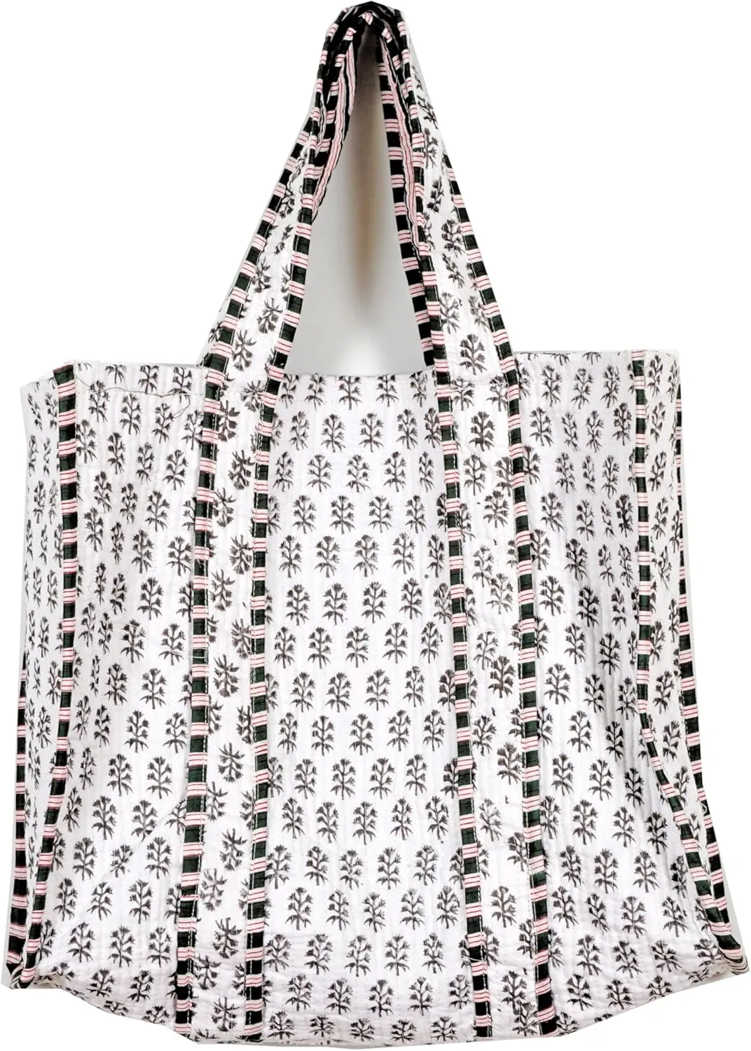 Quilted Cotton Handprinted Reversible Large multicolor Floral Tote Bag