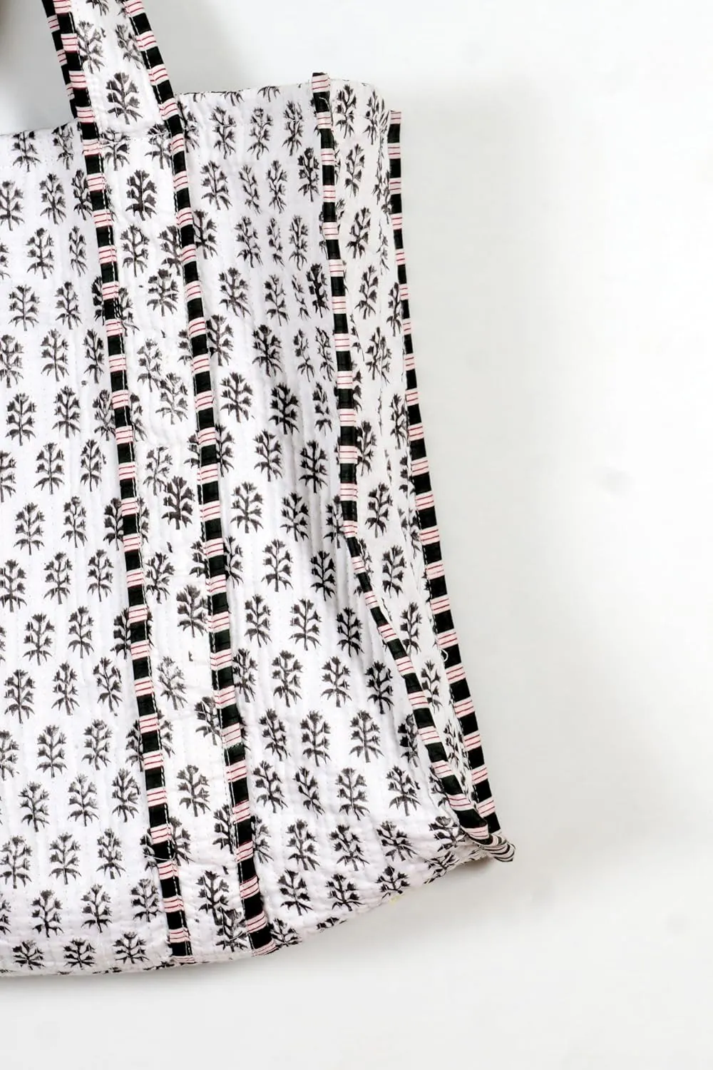 Quilted Cotton Handprinted Reversible Large multicolor Floral Tote Bag