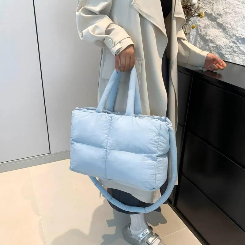 Quilted Tote Bag For Women, Puffy Purse Crossbody Puffer Bags For Women, Movement Quilted Carryall For Cute Fashion Girl