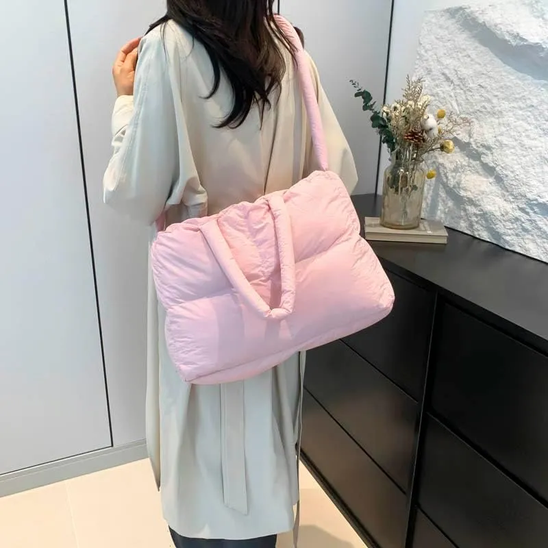 Quilted Tote Bag For Women, Puffy Purse Crossbody Puffer Bags For Women, Movement Quilted Carryall For Cute Fashion Girl