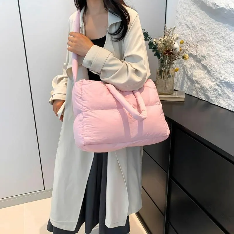 Quilted Tote Bag For Women, Puffy Purse Crossbody Puffer Bags For Women, Movement Quilted Carryall For Cute Fashion Girl