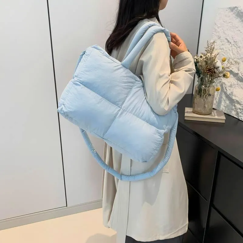 Quilted Tote Bag For Women, Puffy Purse Crossbody Puffer Bags For Women, Movement Quilted Carryall For Cute Fashion Girl