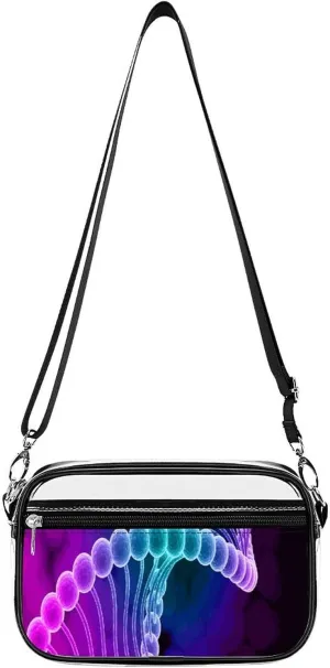 Rainbow DNA Double Helix Clear Purse Messenger Bag Crossbody Bags with Adjustable Shoulder Strap Front Pocket