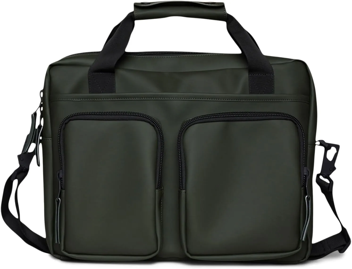 RAINS Texel Tech Laptop Bag - Waterproof Bag for College or Work, Fits up to 15 inches laptop, Travel Backpack with Front Zip Pockets and Divided Main Compartment (Green)