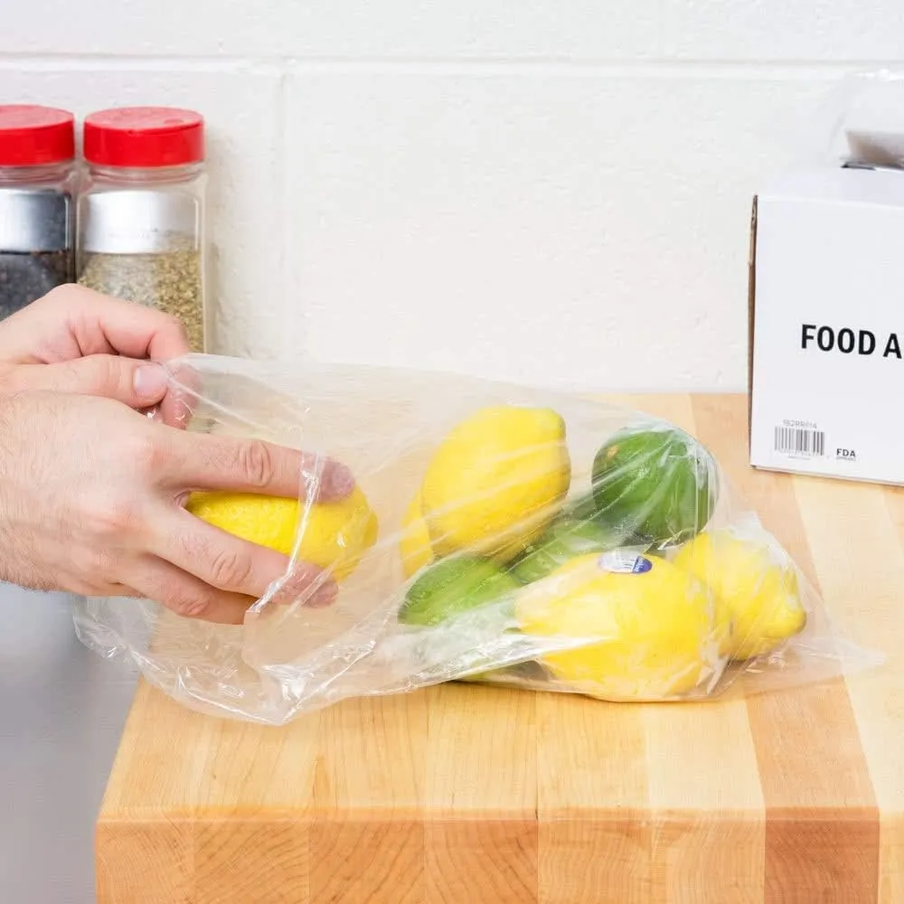 RBHK 12x16 Plastic Produce Bag on a Roll Clear Food Storage Bags, Pet Bags, Diapers Bags, One Roll 350 Bags (2 Rolls)