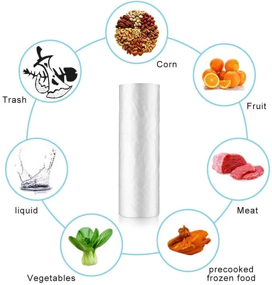 RBHK 12x16 Plastic Produce Bag on a Roll Clear Food Storage Bags, Pet Bags, Diapers Bags, One Roll 350 Bags (2 Rolls)