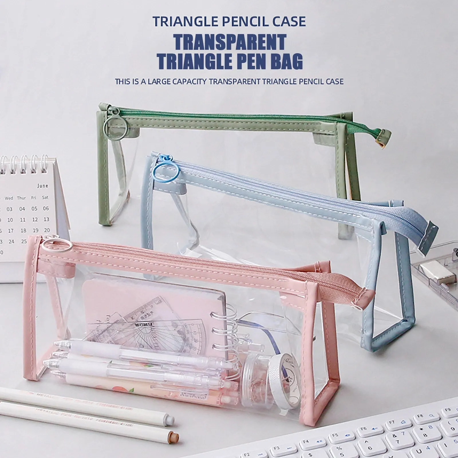 Realaiot Exam Transparent Pencil Case Office Student Pencil Cases School Supplies Kawaii Pen Box Astuccio Scuola Estuche Escolar