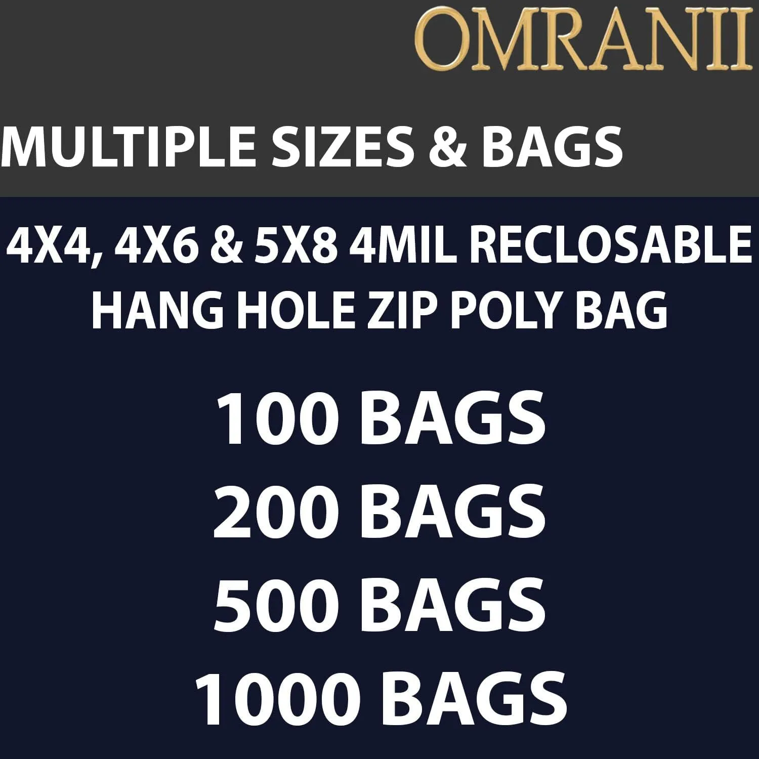 Reclosable Hang Hole Zip Poly Bags, 4Mil 4" X 6" & 1000 Bags | LDPE Material, Clear Plastic with Resealable Lock Seal Zipper | Resealable Zip Top Lock For Travel, Storage, Packaging & Shipping