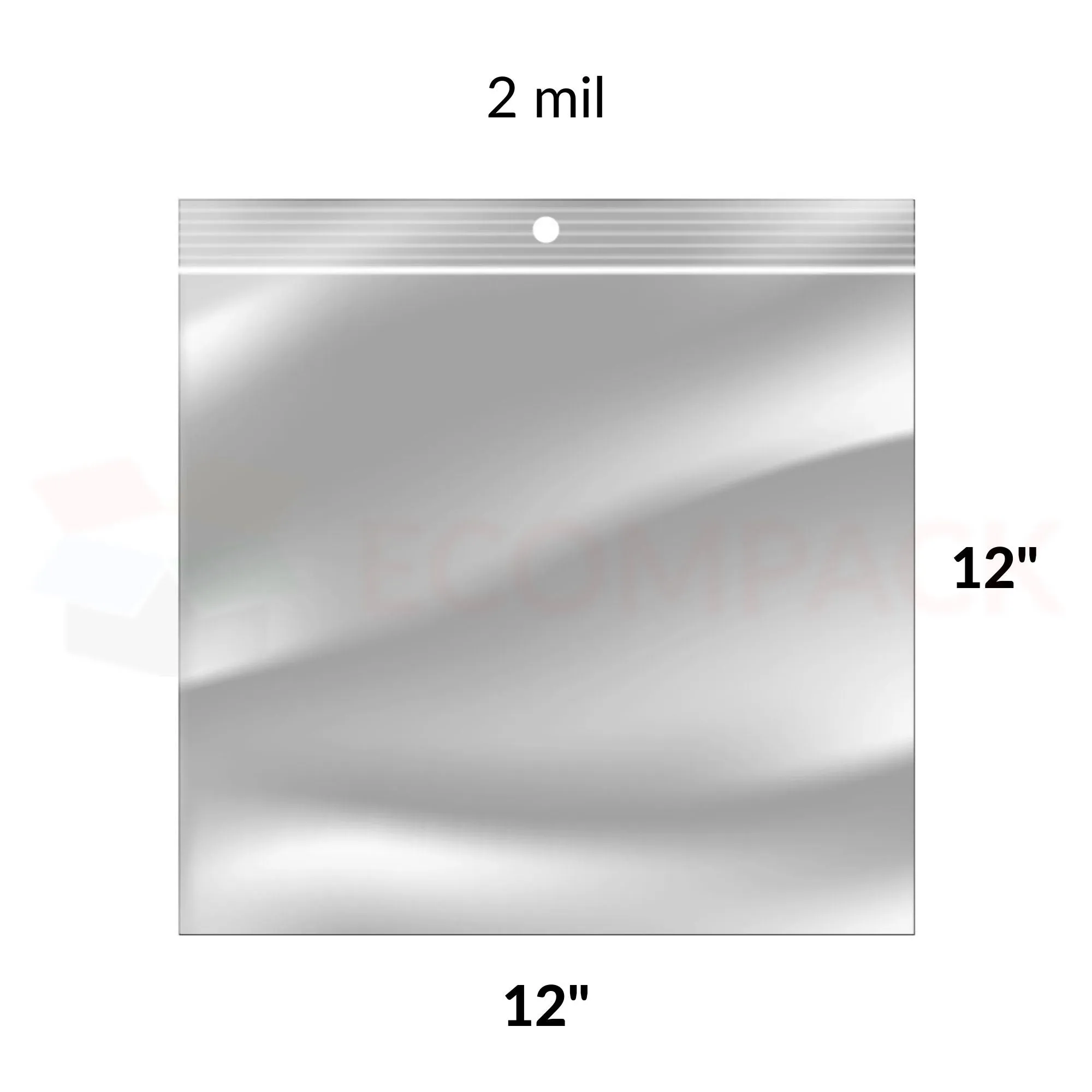 Reclosable Poly Bags 2mil Clear 12" x 12" 1000/bx