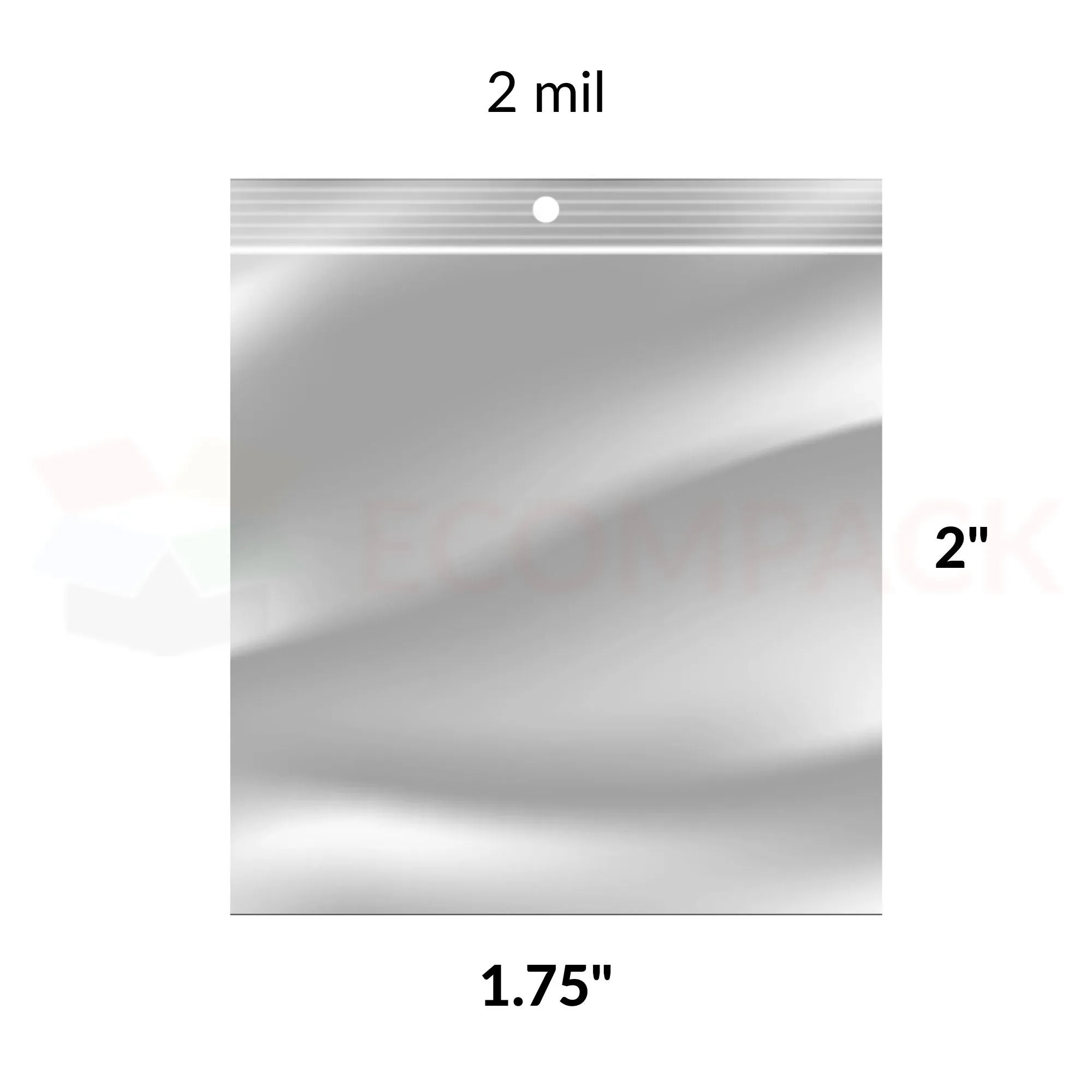 Reclosable Poly Bags 2mil Clear 1.75" x 2" 1000/bx