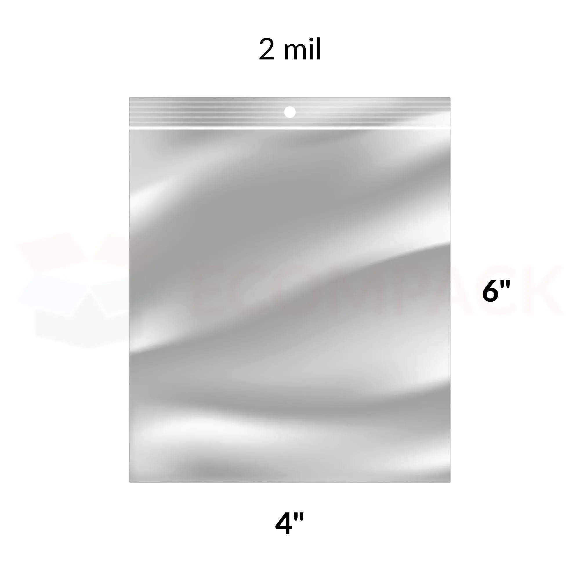 Reclosable Poly Bags 2mil Clear 4" x 6" 1000/bx