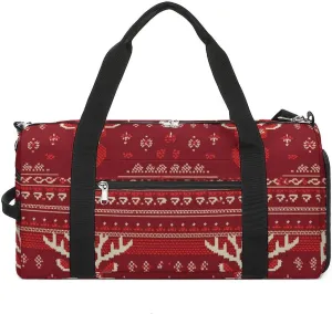Red Deer Face Pattern Gym Bag Sport Gym Tote Bag Lightweight Duffle Bag Carry On Weekender Bags for Women Men