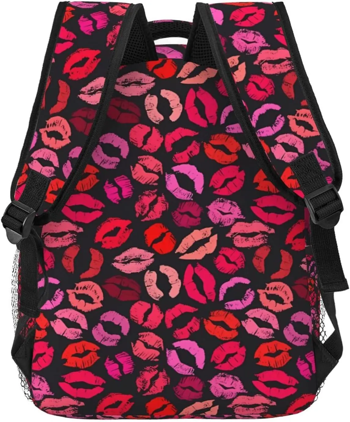 Red Nice Lip Imprint Backpack Casual Laptop Backpack Lightweight Double Shoulder Bag Travel Daypack For Women Men