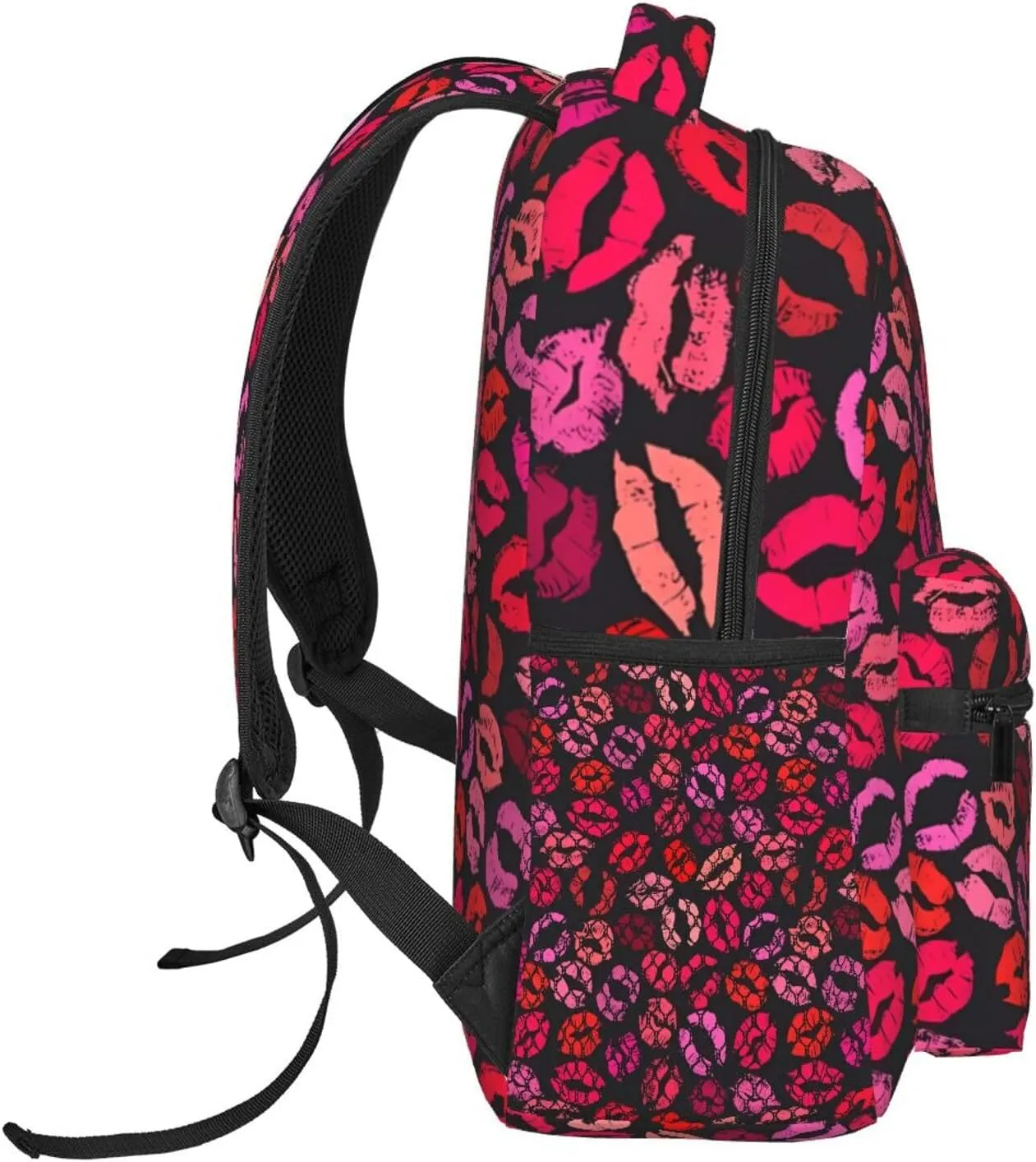 Red Nice Lip Imprint Backpack Casual Laptop Backpack Lightweight Double Shoulder Bag Travel Daypack For Women Men
