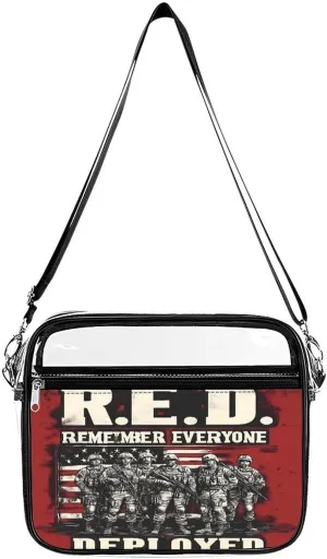 R.E.D. Remember Everyone Deployed Clear Crossbody Bags Shoulder Bag Messenger Purse for Stadium Concerts Sports Events