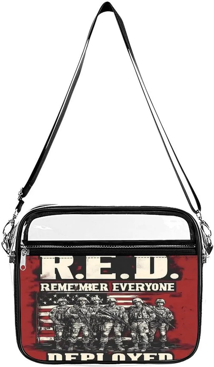 R.E.D. Remember Everyone Deployed Clear Crossbody Bags Shoulder Bag Messenger Purse for Stadium Concerts Sports Events
