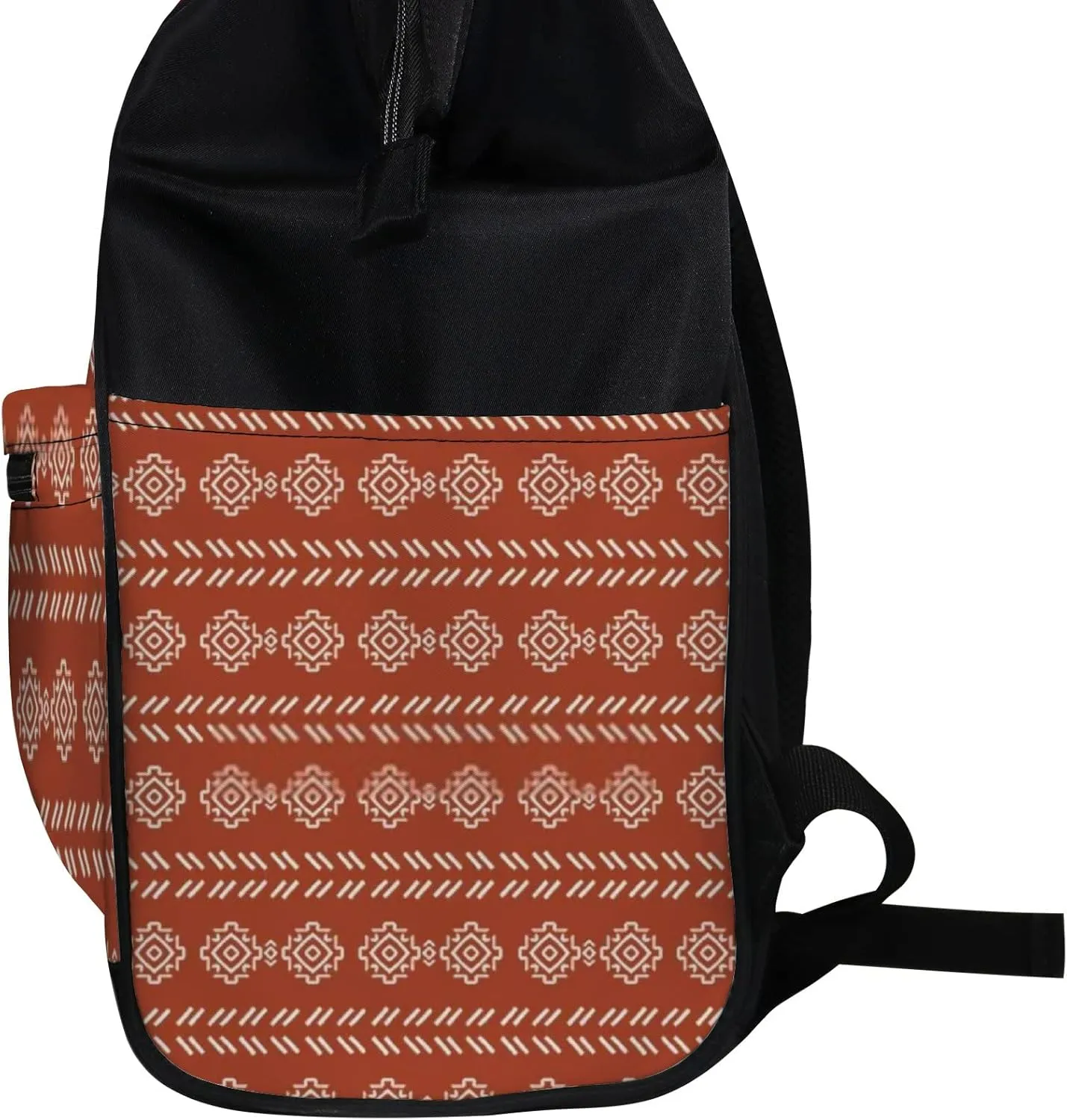Red Vintage Cute Boho Reddish Brown Geometric Diaper Bag Backpack, waterproof backpack Baby Nappy Changing Bags Laptop Backpack for Travel, Large Capacity, Durable and Stylish for Woman and Men.