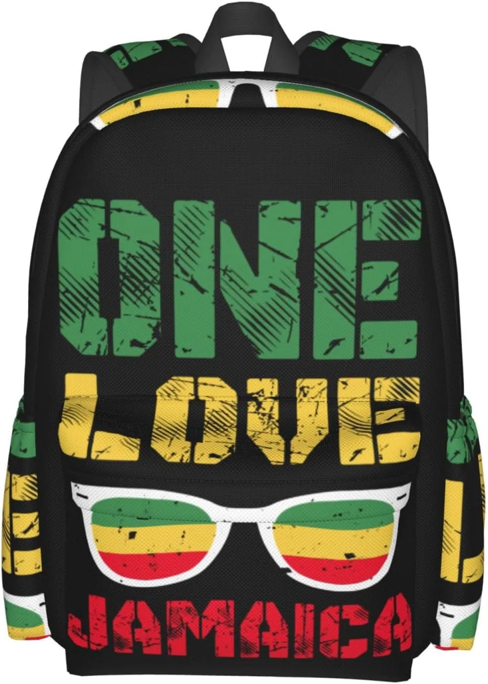 Reggae Retro Rastafari Rasta One Loves Jamaica Backpack Casual Laptop Backpack Large Capacity Double Shoulder Bag Travel Daypack For Women Men