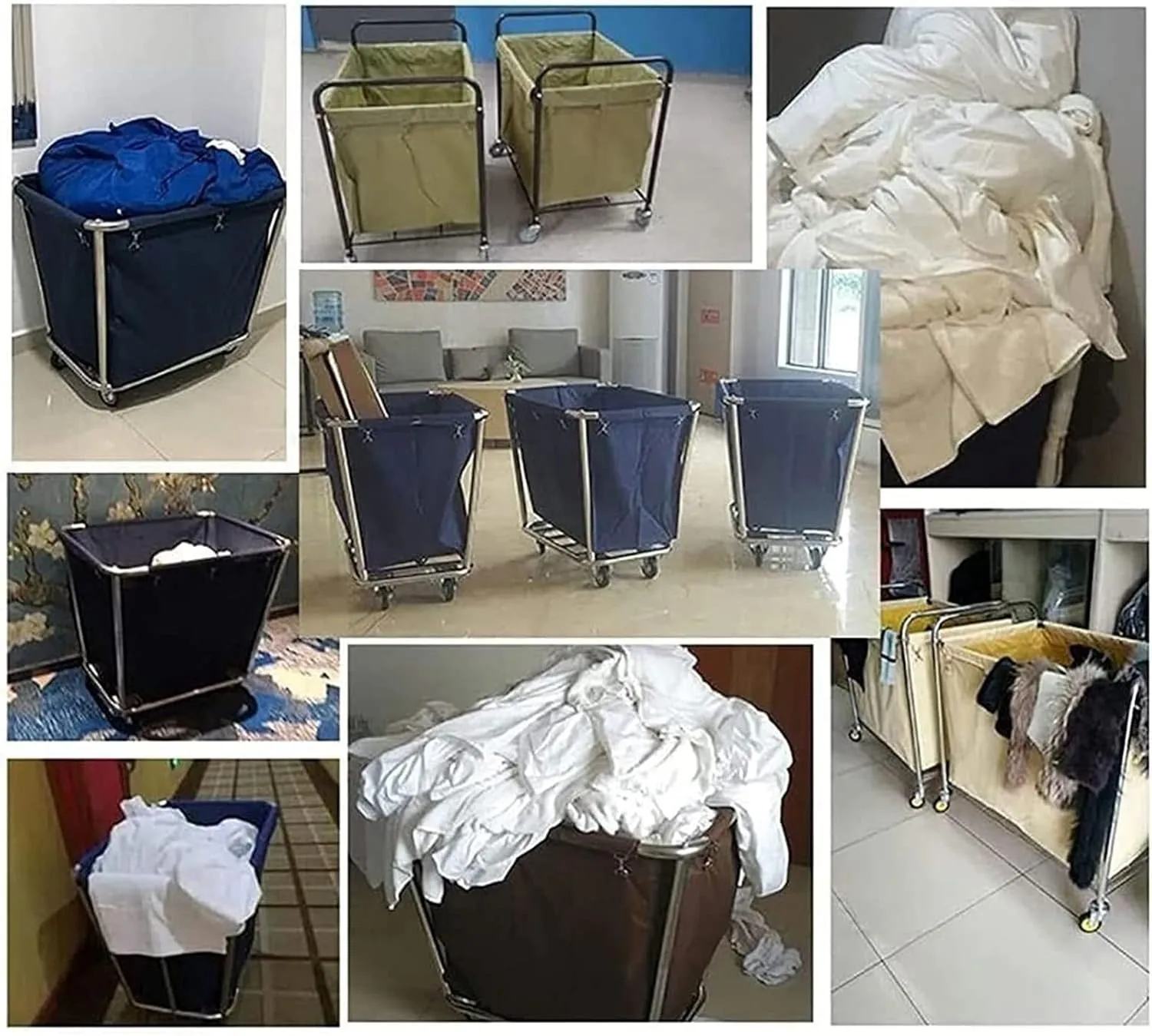 Removable Waterproof Liner Bag, Replacement Laundry Cart Liner Bag, Oxford Cloth Storage Bags, Large Thickened Waterproof Oxford Cloth Bags for Clothes Or Toy Organizer Storage Cart(Blue-rectangular)