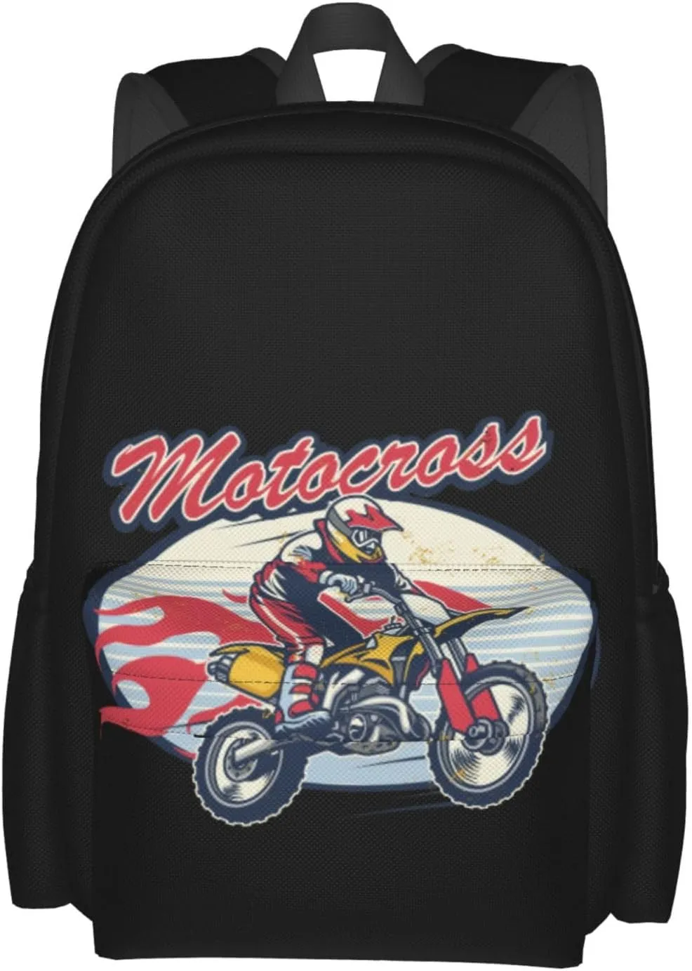 Retro Style Motocross Dirt Bike Flying Jump Rider Backpack Casual Laptop Backpack Large Capacity Double Shoulder Bag Travel Daypack For Women Men