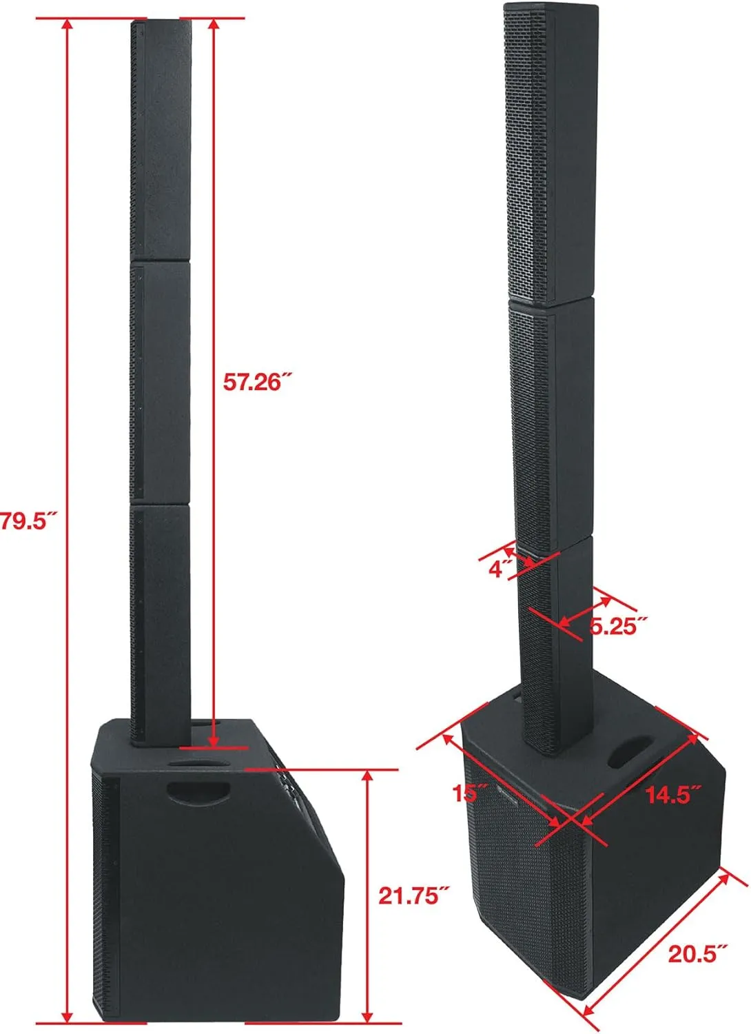 Rockville TITAN ARRAY SYSTEM Black, 3200W Powered Column Array Speaker System, Dual 10” Subwoofers, (10) 3.5” Drivers, Bluetooth, Carry Bags Included, Perfect for DJs, Live Sound, and Events