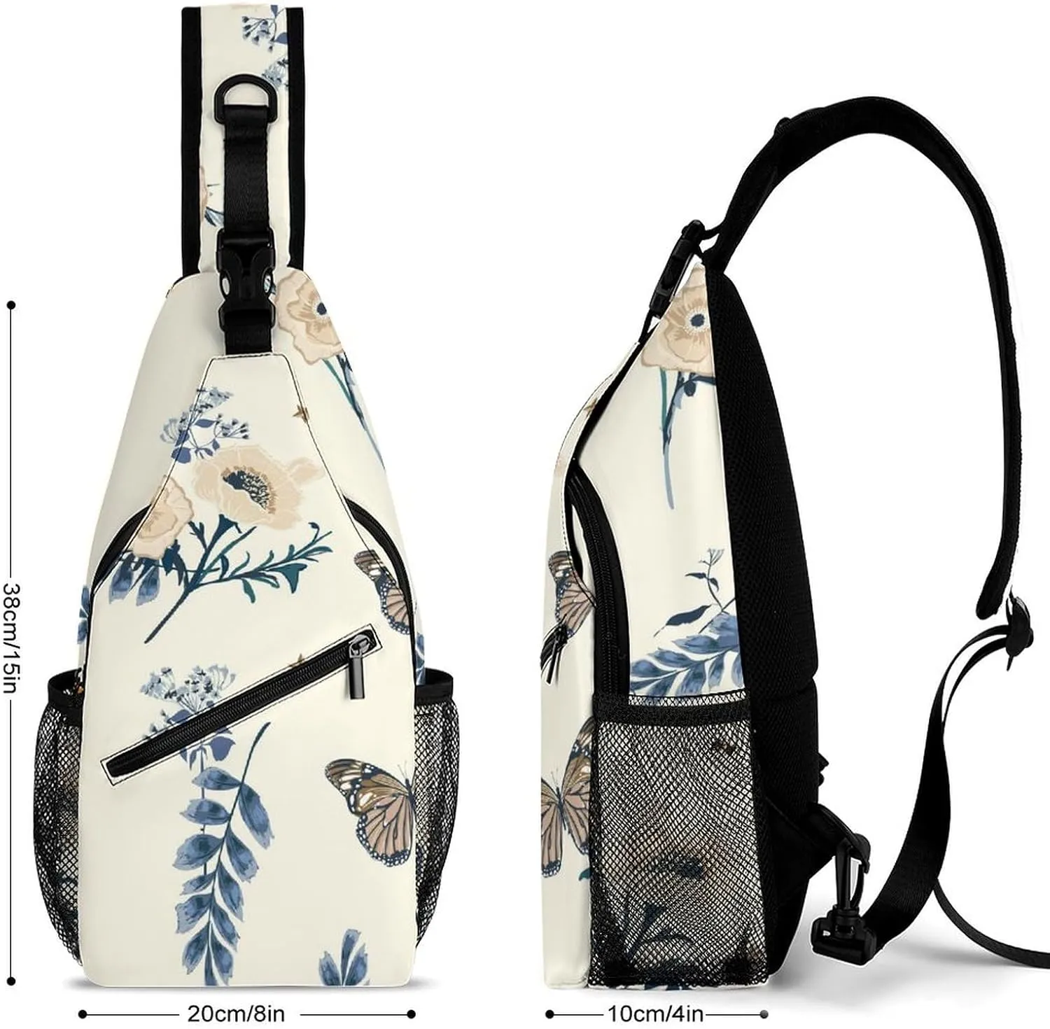 Romantic Floral Sling Backpack, Crossbody Shoulder Bag, Chest Bags for Outdoor Travel Fitness, Style-3