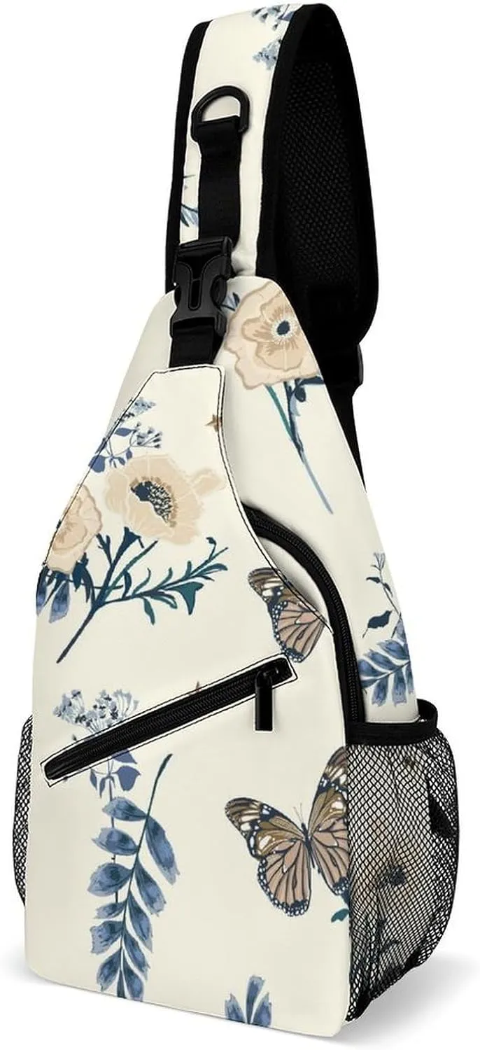 Romantic Floral Sling Backpack, Crossbody Shoulder Bag, Chest Bags for Outdoor Travel Fitness, Style-3