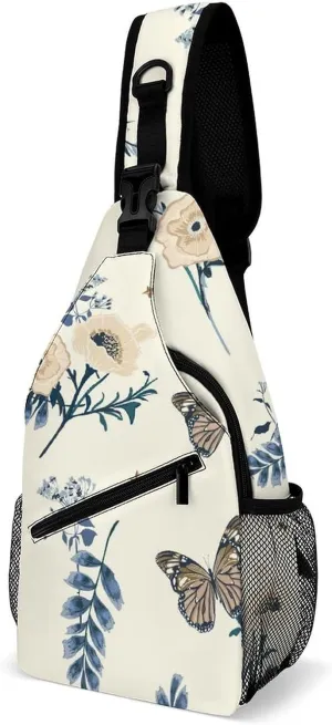 Romantic Floral Sling Backpack, Crossbody Shoulder Bag, Chest Bags for Outdoor Travel Fitness, Style-3
