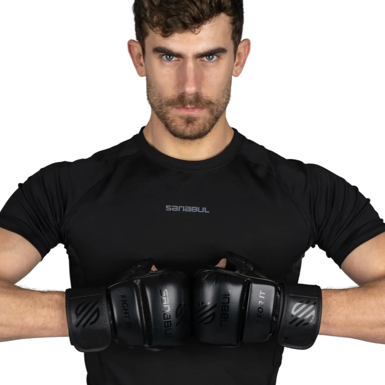 Sanabul Essential 7oz MMA Gloves for Men & Women, Hybrid MMA Martial Arts, Sparring Grappling Training, Padded Kick Boxing Gloves